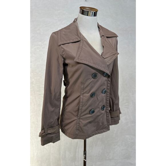 Womens‎ Pea Coat Rain Jacket Merona Size XS Tan Brown Double Breasted Button Up - Picture 7 of 16